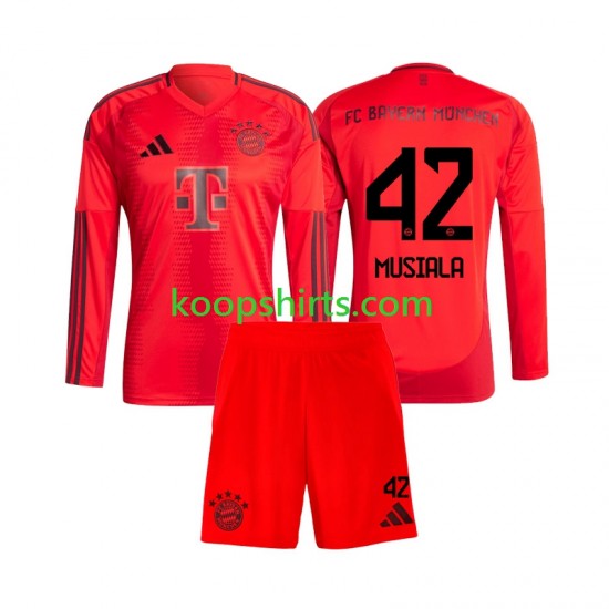 FC Bayern München Thuis Tenue Kinder Voetbalshirts Jamal Musiala 42 2024-2025 Lange Mouwen FC Bayern München Thuis Tenue Kinder Voetbalshirts Jamal Musiala 42 2024-2025 Lange Mouwen