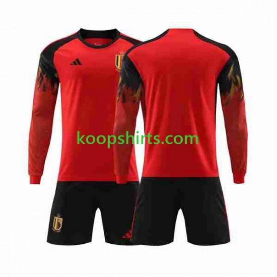 WK 2022 België Thuis Tenue Kinder Voetbalshirts Lange Mouwen WK 2022 België Thuis Tenue Kinder Voetbalshirts Lange Mouwen