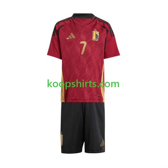 EK 2024 België Thuis Tenue Kinder Voetbalshirts De Bruyne 7 Korte Mouwen