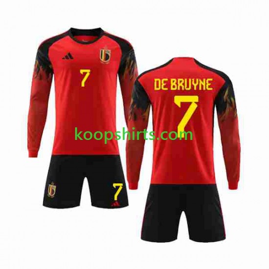 WK 2022 België Thuis Tenue Kinder Voetbalshirts De Bruyne 7 Lange Mouwen WK 2022 België Thuis Tenue Kinder Voetbalshirts De Bruyne 7 Lange Mouwen