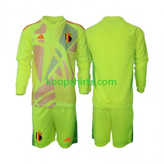 EK 2024 België Doelman Uit Tenue Kinder Voetbalshirts Lange Mouwen EK 2024 België Doelman Uit Tenue Kinder Voetbalshirts Lange Mouwen