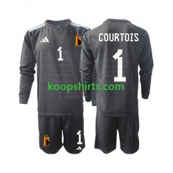 België Doelman Uit Tenue Kinder Voetbalshirts Courtois 1 2022 Lange Mouwen