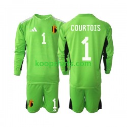 België Doelman Thuis Tenue Kinder Voetbalshirts Courtois 1 2021-2022 Lange Mouwen