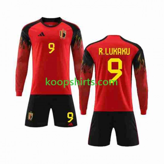 WK 2022 België Thuis Tenue Kinder Voetbalshirts R.LUKAKU 9 Lange Mouwen WK 2022 België Thuis Tenue Kinder Voetbalshirts R.LUKAKU 9 Lange Mouwen