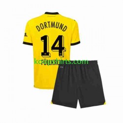 Borussia Dortmund Thuis Tenue Kinder Voetbalshirts Niclas Fullkrug 14 2023-2024 Korte Mouwen