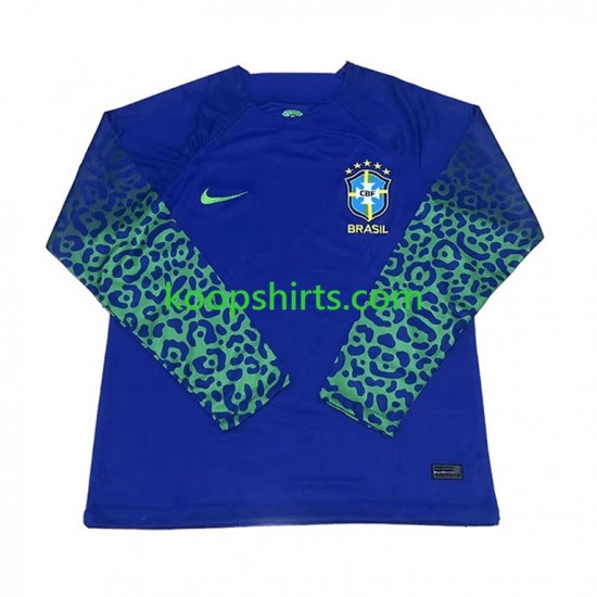 WK 2022 Brazilië Uit Tenue Heren Voetbalshirts Lange Mouwen WK 2022 Brazilië Uit Tenue Heren Voetbalshirts Lange Mouwen
