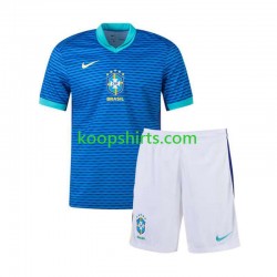Brazilië Uit Tenue Kinder Voetbalshirts Copa America 2024 Korte Mouwen