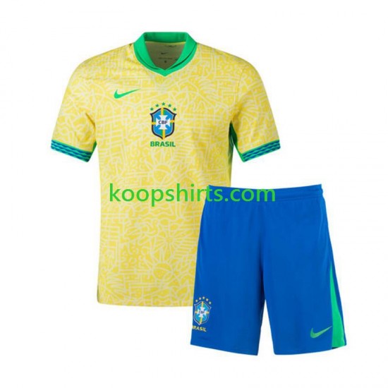 Brazilië Thuis Tenue Kinder Voetbalshirts Copa America 2024 Korte Mouwen Brazilië Thuis Tenue Kinder Voetbalshirts Copa America 2024 Korte Mouwen