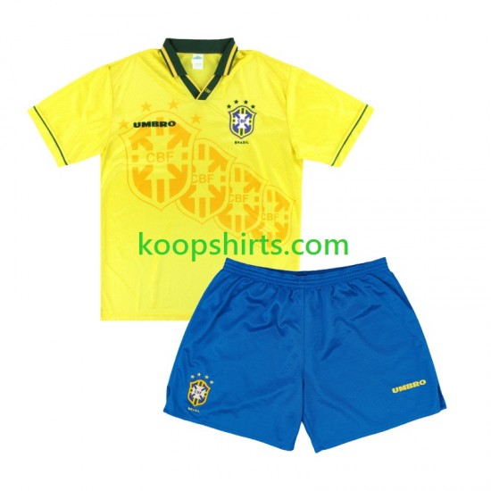 Brazilië Retro Thuis Tenue Kinder Voetbalshirts 1994 Korte Mouwen Brazilië Retro Thuis Tenue Kinder Voetbalshirts 1994 Korte Mouwen