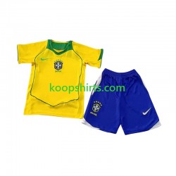 Brazilië Retro Thuis Tenue Kinder Voetbalshirts 2004 Korte Mouwen