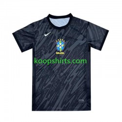 Brazilië Doelman Uit Zwart Tenue Heren Voetbalshirts Copa America 2024 Korte Mouwen