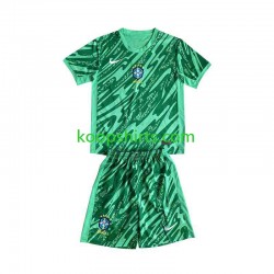 Brazilië Doelman Derde Groente Tenue Kinder Voetbalshirts 2024 Korte Mouwen