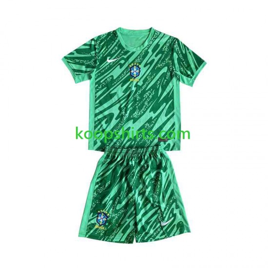 Brazilië Doelman Derde Groente Tenue Kinder Voetbalshirts 2024 Korte Mouwen Brazilië Doelman Derde Groente Tenue Kinder Voetbalshirts 2024 Korte Mouwen