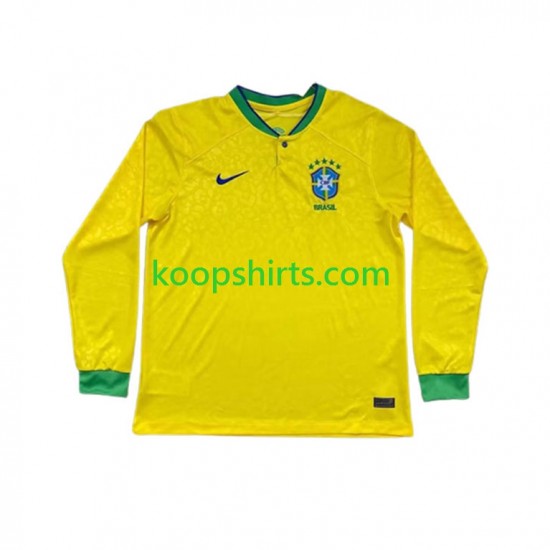 WK 2022 Brazilië Thuis Tenue Heren Voetbalshirts Lange Mouwen WK 2022 Brazilië Thuis Tenue Heren Voetbalshirts Lange Mouwen