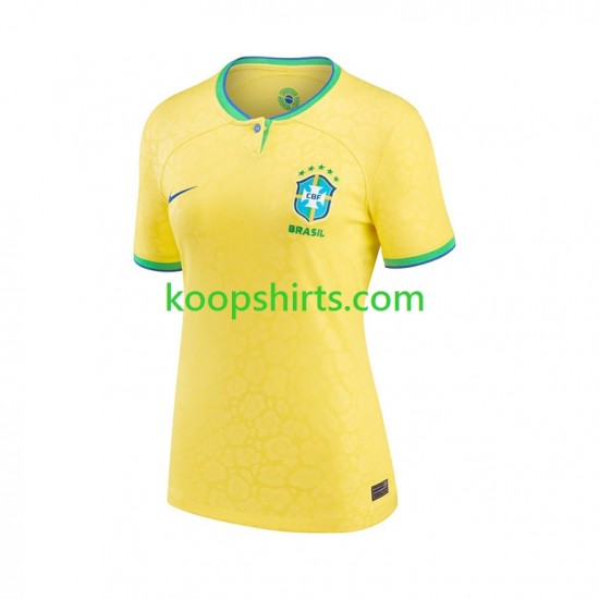 WK 2022 Brazilië Thuis Tenue Dames Voetbalshirts Korte Mouwen WK 2022 Brazilië Thuis Tenue Dames Voetbalshirts Korte Mouwen