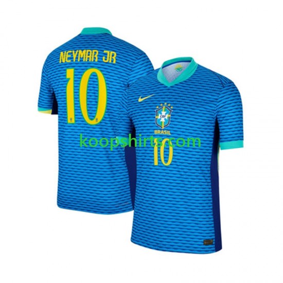 Brazilië Uit Tenue Heren Voetbalshirts Neymar JR 10 2024 Korte Mouwen Brazilië Uit Tenue Heren Voetbalshirts Neymar JR 10 2024 Korte Mouwen
