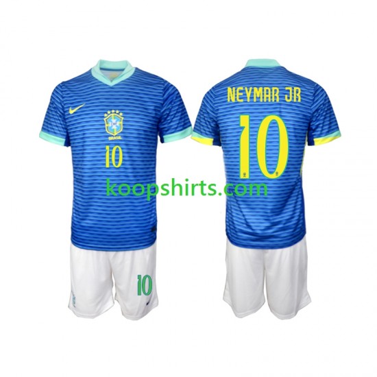 Brazilië Uit Tenue Kinder Voetbalshirts Neymar JR 10 2024 Korte Mouwen Brazilië Uit Tenue Kinder Voetbalshirts Neymar JR 10 2024 Korte Mouwen