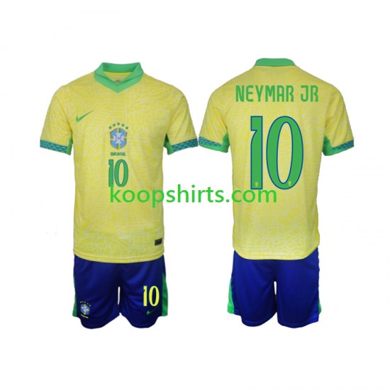 Brazilië Thuis Tenue Kinder Voetbalshirts Neymar JR 10 2024 Korte Mouwen Brazilië Thuis Tenue Kinder Voetbalshirts Neymar JR 10 2024 Korte Mouwen