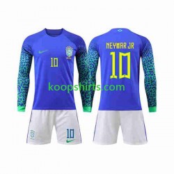 WK 2022 Brazilië Uit Tenue Kinder Voetbalshirts Neymar Jr 10 Lange Mouwen
