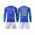WK 2022 Brazilië Uit Tenue Kinder Voetbalshirts Neymar Jr 10 Lange Mouwen