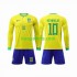 WK 2022 Brazilië Thuis Tenue Kinder Voetbalshirts Neymar Jr 10 Lange Mouwen