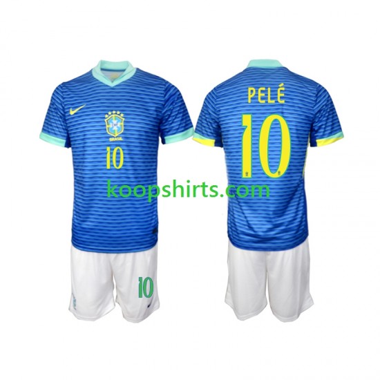 Brazilië Uit Tenue Kinder Voetbalshirts PELE 10 2024 Korte Mouwen Brazilië Uit Tenue Kinder Voetbalshirts PELE 10 2024 Korte Mouwen