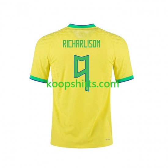 Brazilië Thuis Tenue Heren Voetbalshirts RICHARLISON 9 2022 Korte Mouwen Brazilië Thuis Tenue Heren Voetbalshirts RICHARLISON 9 2022 Korte Mouwen