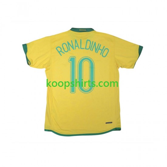 Brazilië Retro Thuis Tenue Heren Voetbalshirts RONALDINHO 10 2006 Korte Mouwen Brazilië Retro Thuis Tenue Heren Voetbalshirts RONALDINHO 10 2006 Korte Mouwen