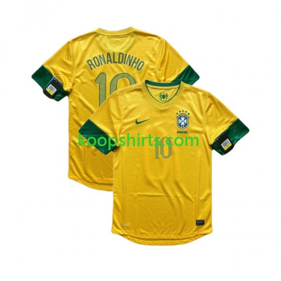 Brazilië Retro Thuis Tenue Heren Voetbalshirts RONALDINHO 10 2012 Korte Mouwen Brazilië Retro Thuis Tenue Heren Voetbalshirts RONALDINHO 10 2012 Korte Mouwen
