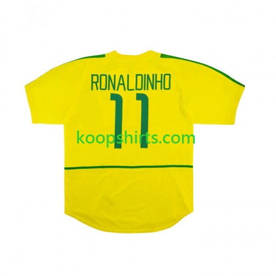 Brazilië Retro Thuis Tenue Heren Voetbalshirts RONALDINHO 11 2002 Korte Mouwen Brazilië Retro Thuis Tenue Heren Voetbalshirts RONALDINHO 11 2002 Korte Mouwen