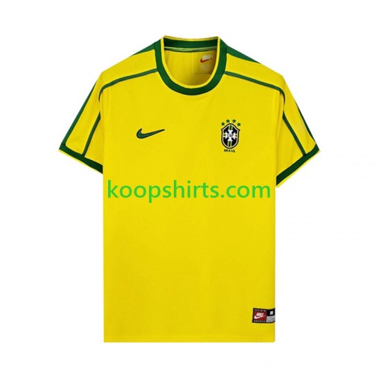Brazilië Retro Thuis Tenue Heren Voetbalshirts 1998 Korte Mouwen Brazilië Retro Thuis Tenue Heren Voetbalshirts 1998 Korte Mouwen