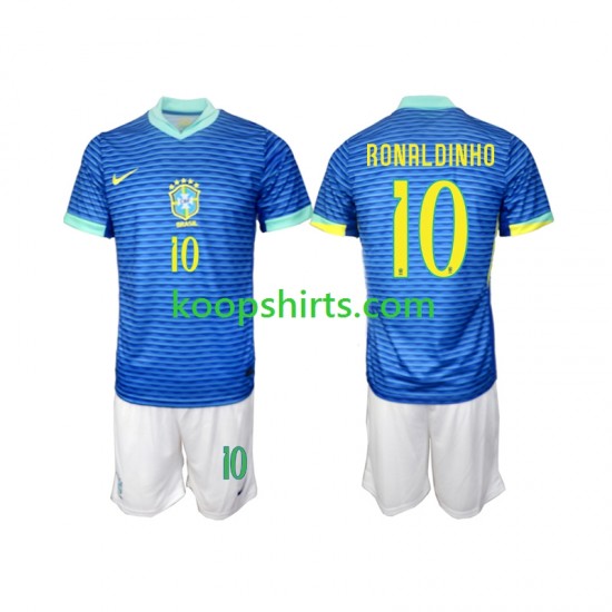 Brazilië Uit Tenue Kinder Voetbalshirts Ronaldinho 10 2024 Korte Mouwen Brazilië Uit Tenue Kinder Voetbalshirts Ronaldinho 10 2024 Korte Mouwen