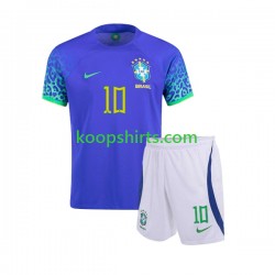 WK 2022 Brazilië Uit Tenue Kinder Voetbalshirts Ronaldinho 10 Korte Mouwen