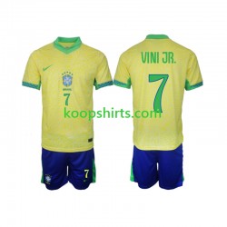Brazilië Thuis Tenue Kinder Voetbalshirts VINI JR 7 2024 Korte Mouwen