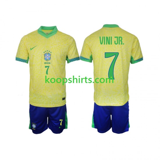 Brazilië Thuis Tenue Kinder Voetbalshirts VINI JR 7 2024 Korte Mouwen Brazilië Thuis Tenue Kinder Voetbalshirts VINI JR 7 2024 Korte Mouwen