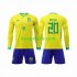 WK 2022 Brazilië Thuis Tenue Kinder Voetbalshirts Vinicius Junior 20 Lange Mouwen