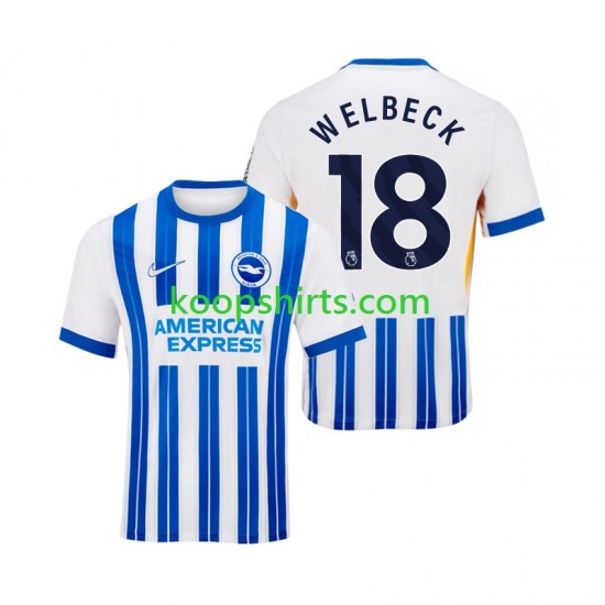 Brighton Hove Albion Thuis Tenue Heren Voetbalshirts WELBECK 18 2024-2025 Korte Mouwen Brighton Hove Albion Thuis Tenue Heren Voetbalshirts WELBECK 18 2024-2025 Korte Mouwen