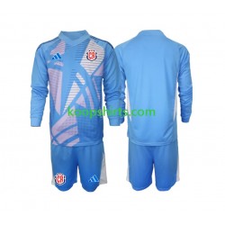 Costa Rica Doelman Thuis Blauw Tenue Kinder Voetbalshirts 2024 Lange Mouwen