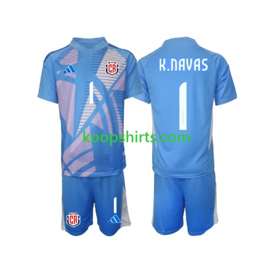Costa Rica Doelman Thuis Blauw Tenue Kinder Voetbalshirts Keylor Navas 1 2024 Korte Mouwen Costa Rica Doelman Thuis Blauw Tenue Kinder Voetbalshirts Keylor Navas 1 2024 Korte Mouwen