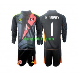 Costa Rica Doelman Derde Zwart Tenue Kinder Voetbalshirts Keylor Navas 1 2024 Lange Mouwen