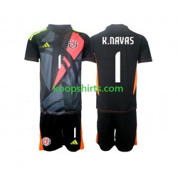 Costa Rica Doelman Derde Zwart Tenue Kinder Voetbalshirts Keylor Navas 1 2024 Korte Mouwen