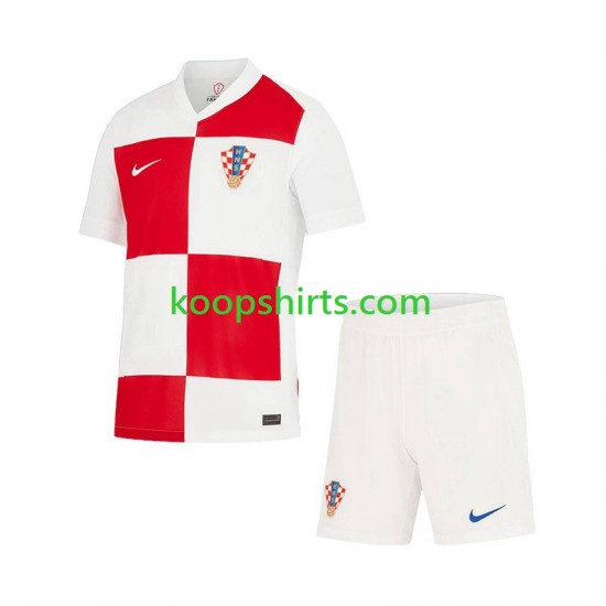 EK 2024 Kroatië Thuis Tenue Kinder Voetbalshirts Korte Mouwen EK 2024 Kroatië Thuis Tenue Kinder Voetbalshirts Korte Mouwen