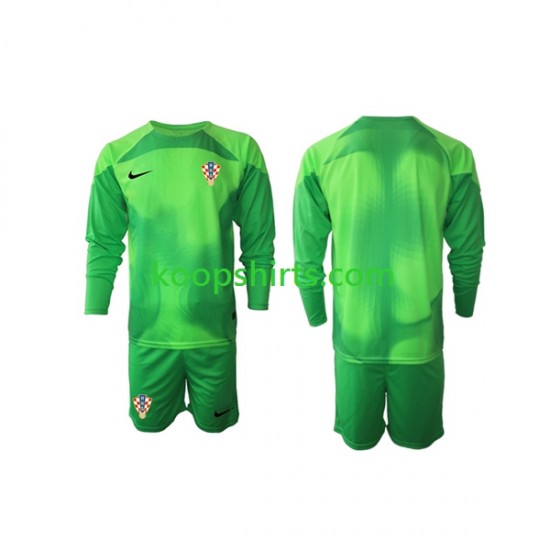 WK 2022 Kroatië Doelman Uit Tenue Kinder Voetbalshirts Lange Mouwen WK 2022 Kroatië Doelman Uit Tenue Kinder Voetbalshirts Lange Mouwen