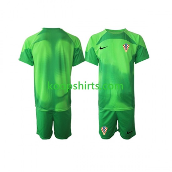 WK 2022 Kroatië Doelman Uit Tenue Kinder Voetbalshirts Korte Mouwen WK 2022 Kroatië Doelman Uit Tenue Kinder Voetbalshirts Korte Mouwen