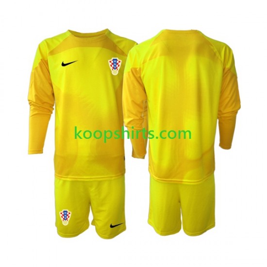 WK 2022 Kroatië Doelman Thuis Tenue Kinder Voetbalshirts Lange Mouwen WK 2022 Kroatië Doelman Thuis Tenue Kinder Voetbalshirts Lange Mouwen