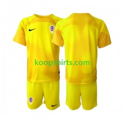 WK 2022 Kroatië Doelman Thuis Tenue Kinder Voetbalshirts Korte Mouwen