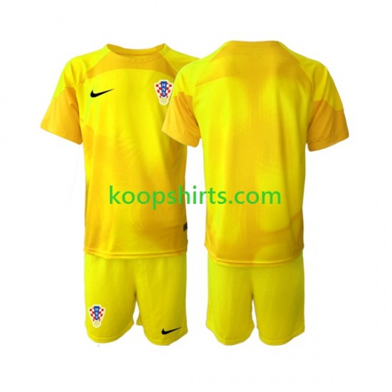 WK 2022 Kroatië Doelman Thuis Tenue Kinder Voetbalshirts Korte Mouwen WK 2022 Kroatië Doelman Thuis Tenue Kinder Voetbalshirts Korte Mouwen
