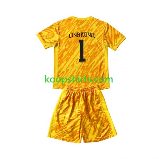 EK 2024 Kroatië Doelman Thuis Geel Tenue Kinder Voetbalshirts DOMINIK LIVAKOVIC 1 Korte Mouwen EK 2024 Kroatië Doelman Thuis Geel Tenue Kinder Voetbalshirts DOMINIK LIVAKOVIC 1 Korte Mouwen