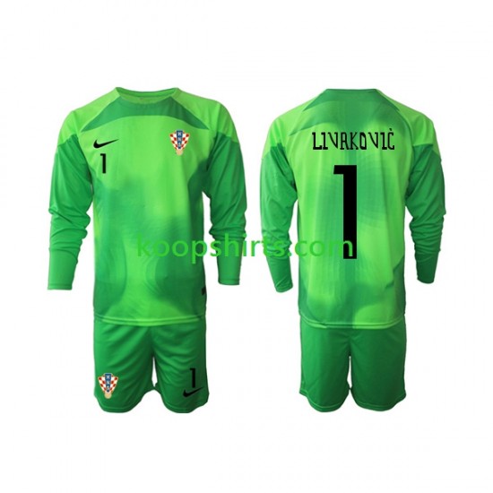 WK 2022 Kroatië Doelman Uit Tenue Kinder Voetbalshirts Livakovic 1 Lange Mouwen WK 2022 Kroatië Doelman Uit Tenue Kinder Voetbalshirts Livakovic 1 Lange Mouwen