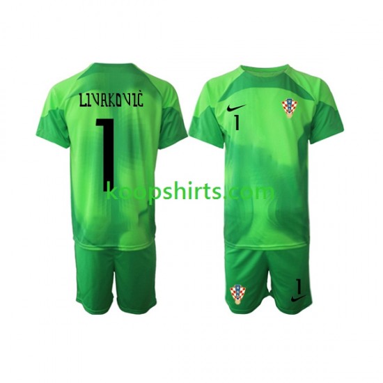 WK 2022 Kroatië Doelman Uit Tenue Kinder Voetbalshirts Livakovic 1 Korte Mouwen WK 2022 Kroatië Doelman Uit Tenue Kinder Voetbalshirts Livakovic 1 Korte Mouwen